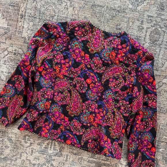 4. Vintage Leslie Faye Vibrant Quilted Paisley Button-Up Jacket Sz M - Picture 8 of 12